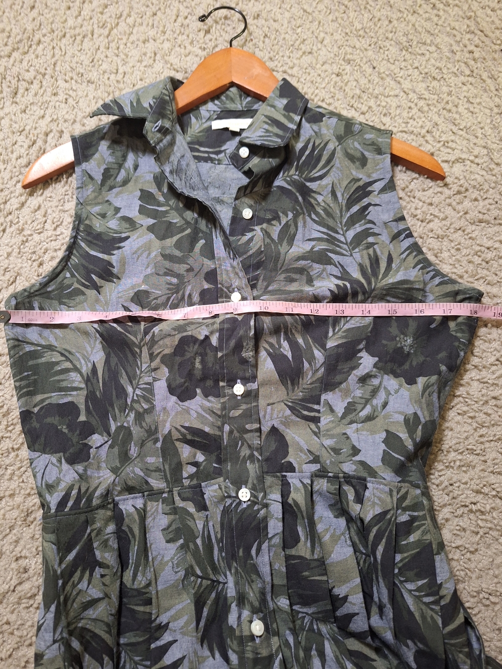 ANN MASHBURN Olive and Black Sleeveless Button-Front Midi Dress Size S - Picture 7 of 8